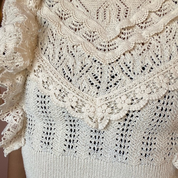 Zara Beige Crochet Knit Top - Picture 7 of 7